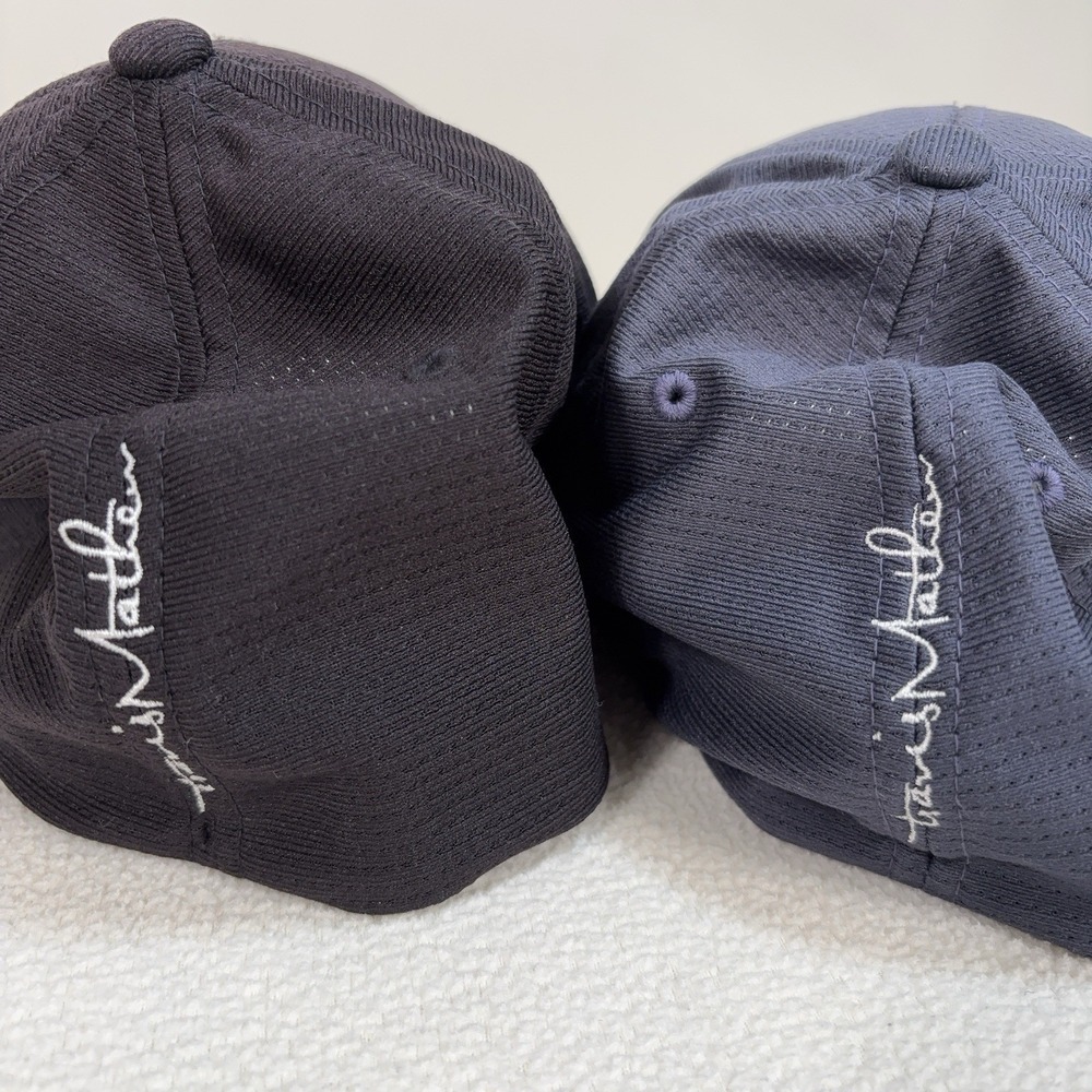 Lot of 2 Travis Mathew Logo Hat Men's S-M Blue Gray/Black FlexFit Golf Cap - Picture 9 of 16